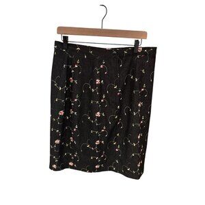 Carolina Blues Plus Size 16W Black Floral Embroidered Skirt Cotton Blend Womens